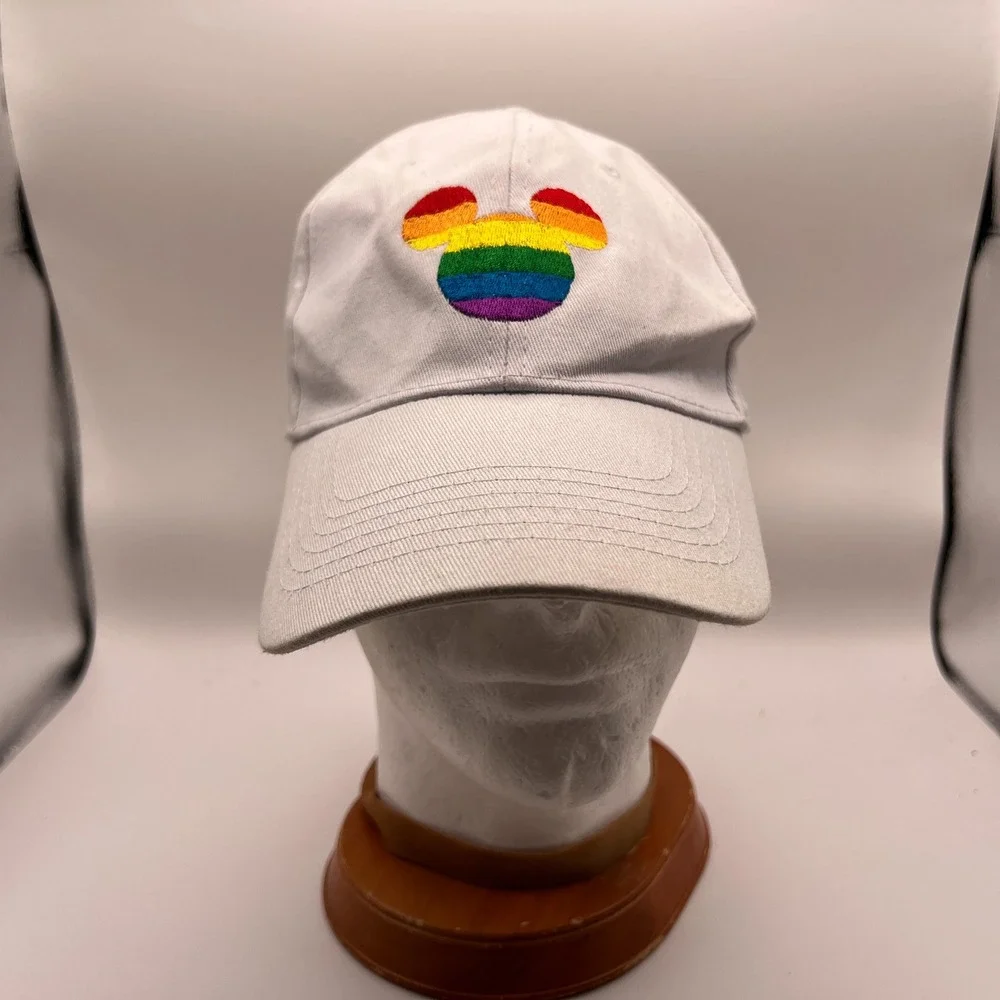 Disney Pride Collection Mickey Mouse Rainbow White Snapback Baseball Hat Cap